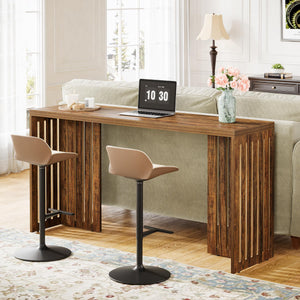 63-Inch Counter Height Bar Table with Louvered Base