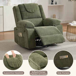 Oversized Swivel Massage Recliner Chair with Heat