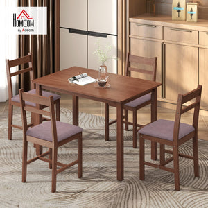 5-Piece Farmhouse Solid Wood Dining Table Set for 4
