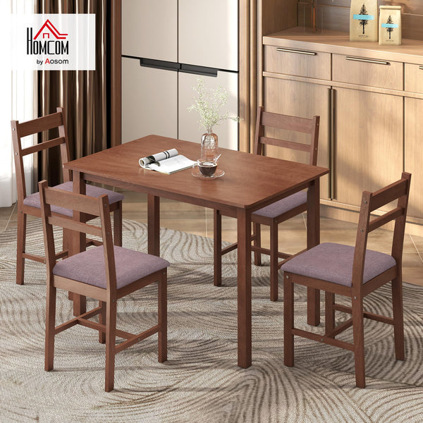 5-Piece Farmhouse Solid Wood Dining Table Set for 4