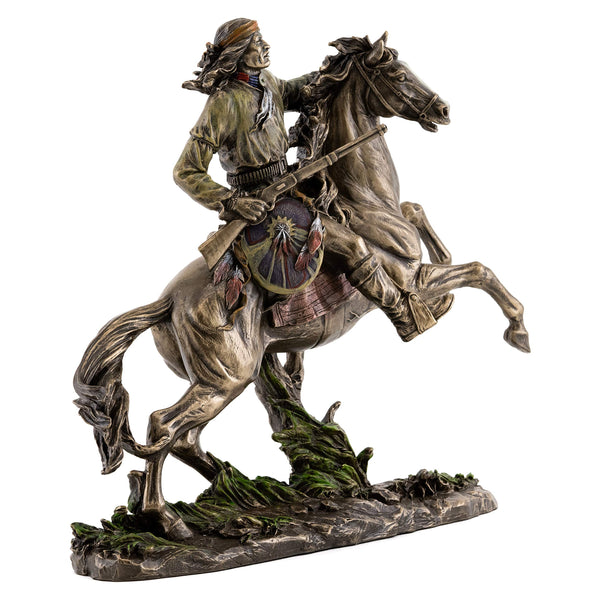 Geronimo Native American Warrior on Horse Cold Cast Bronze Sculpture 11-Inch