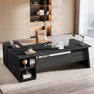 78" L Shaped Desk with Drawers, File Cabinet & Shelves