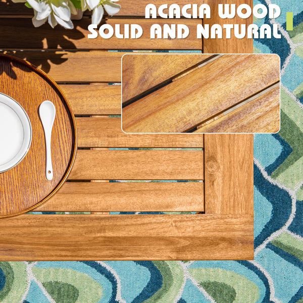 5-Piece Acacia Wood Outdoor Dining Set with Cushions