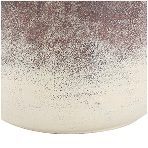 Round Iron Decorative Vase – Copper Finish with Cream Base