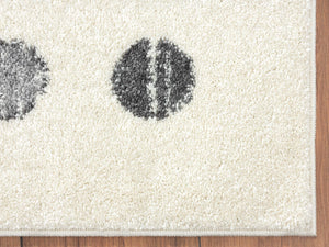 Geometric Polka Dot Area Rug – Ivory & Black