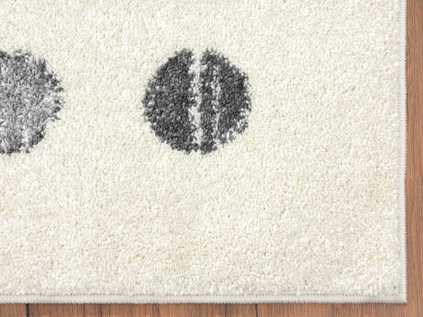 Geometric Polka Dot Area Rug – Ivory & Black