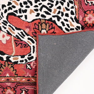 Handmade Leopard Print Wool Area Rug – 5' x 8' Rectangular