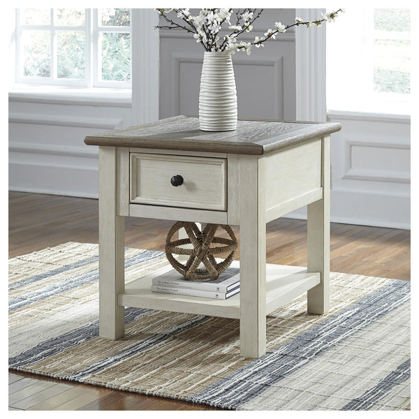 Farmhouse End Table with Drawer and Lower Shelf