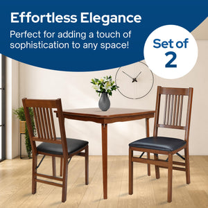 Upholstered Wood Folding Chairs Set of 2