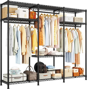 Heavy Duty Clothes Rack with Cover & Adjustable Shelves