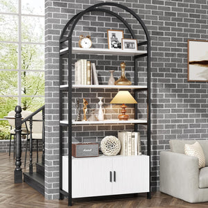5-Tier Arched Bookshelf with Metal Frame