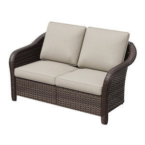 Outdoor 2-Seat Wicker Patio Sofa with Cushions