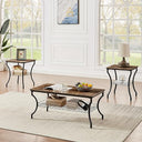 3-Piece Living Room Coffee Table Set with Storage Shelves