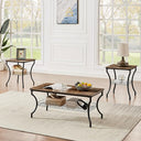 3-Piece Living Room Table Set with Storage Shelves