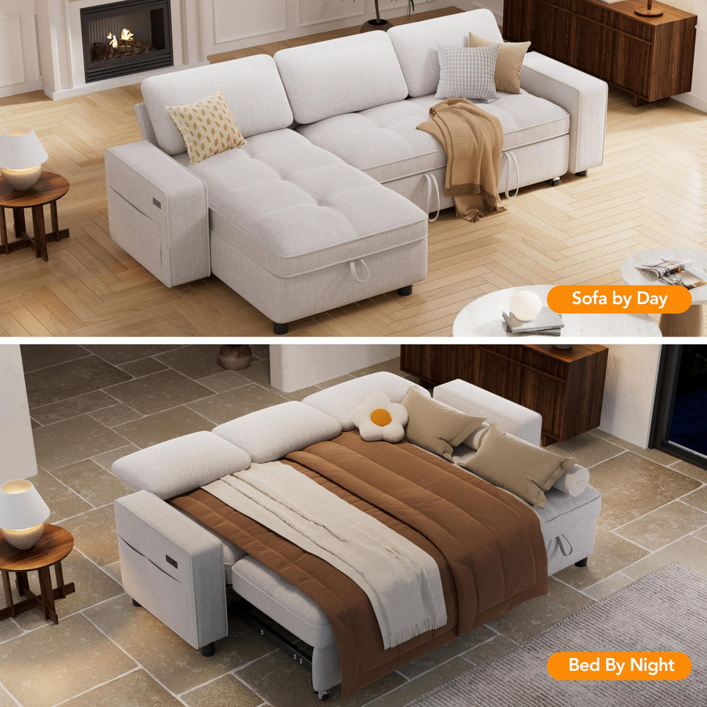 Convertible Sectional Sleeper Sofa with Pull-Out Bed
