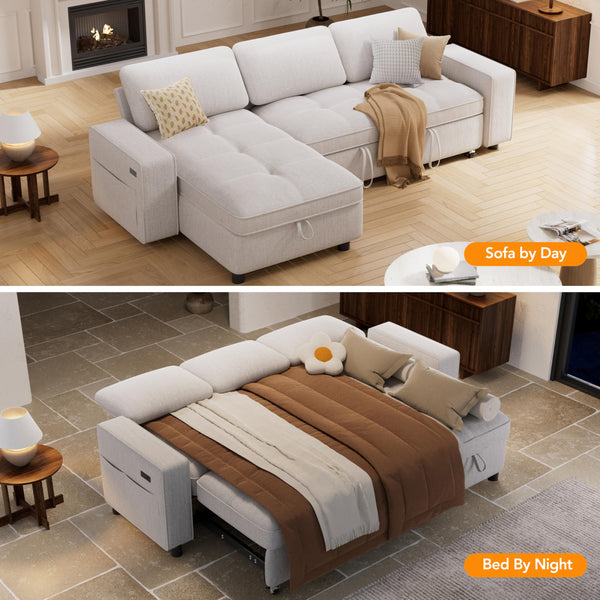 Convertible Sectional Sleeper Sofa with Pull-Out Bed