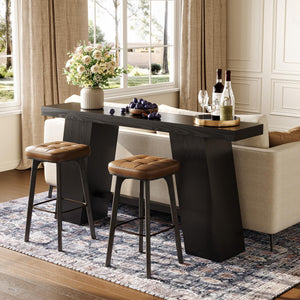 Narrow Console Table – Black MDF with A-Frame Legs, 70.87"