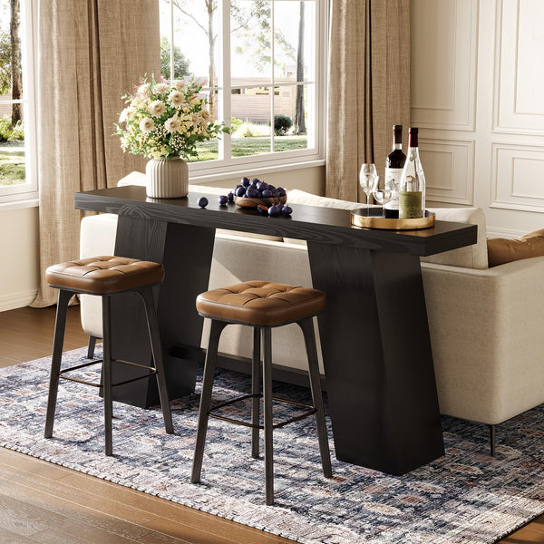 Narrow Console Table – Black MDF with A-Frame Legs, 70.87"