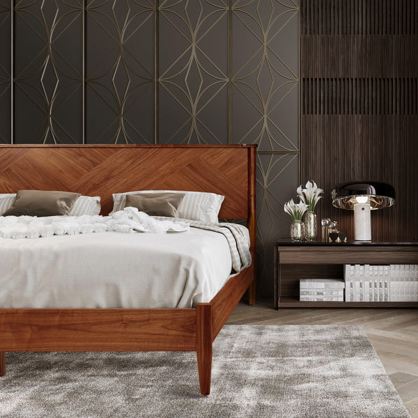Solid Wood Platform Bed Frame with High Headboard