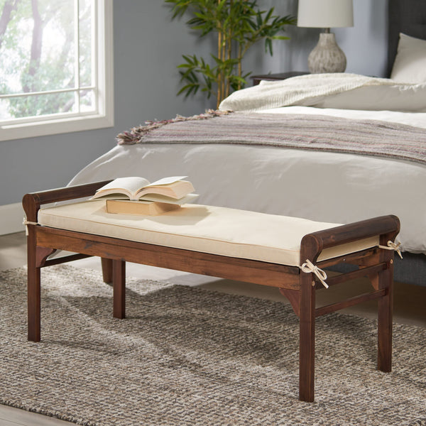 Wood Bench with Cushion