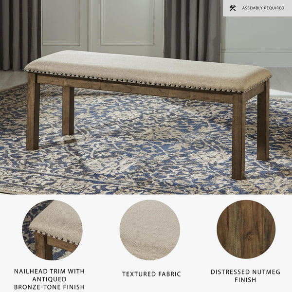 Upholstered Dining Bench with Nailhead Trim