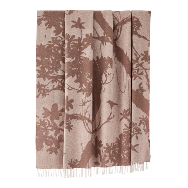 Botanical Wool Cashmere Throw Blanket — Brown, 60"W x 70"L