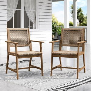 9-Piece Outdoor Dining Set – Rattan Chairs & Acacia Wood Table