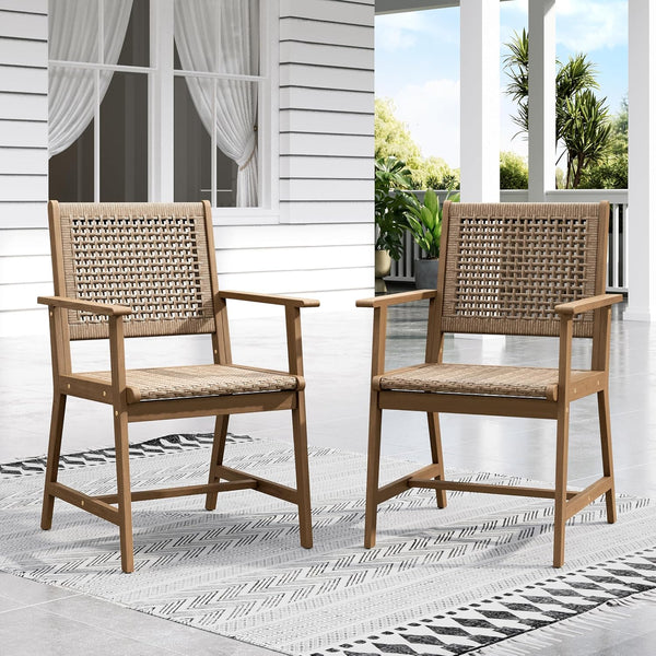9-Piece Outdoor Dining Set – Rattan Chairs & Acacia Wood Table