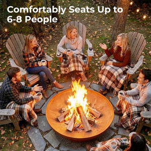 Corten Steel Round Fire Pit Bowl – Outdoor Wood Burning