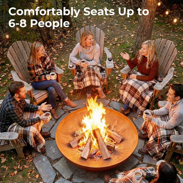 Corten Steel Round Fire Pit Bowl – Outdoor Wood Burning