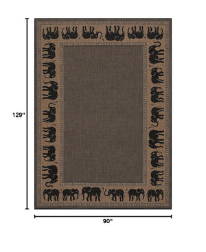 Indoor Outdoor Flatwoven Area Rug 7'6" x 10'9" Cocoa Black
