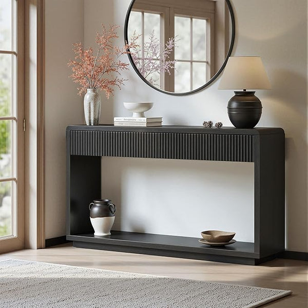 59" Fluted Console Table with Drawers & Storage