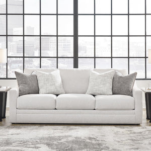Contemporary Light Gray Sofa with Accent Pillows