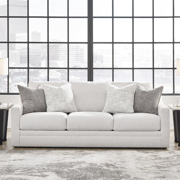 Contemporary Light Gray Sofa with Accent Pillows