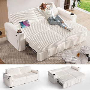 L-Shaped Sectional Sleeper Sofa Bed with Pull-Out Bed