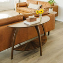 Half-Moon Console Sofa Table with Lower Shelf