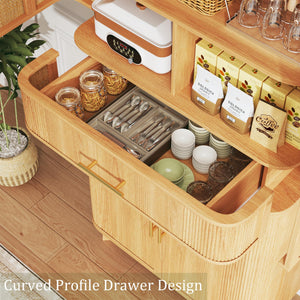 71" Curved Pantry Cabinet with Drawer & 4 Doors