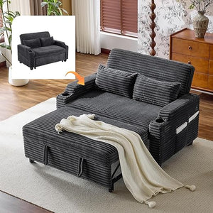 Convertible Sofa Bed with USB Ports & Cup Holders