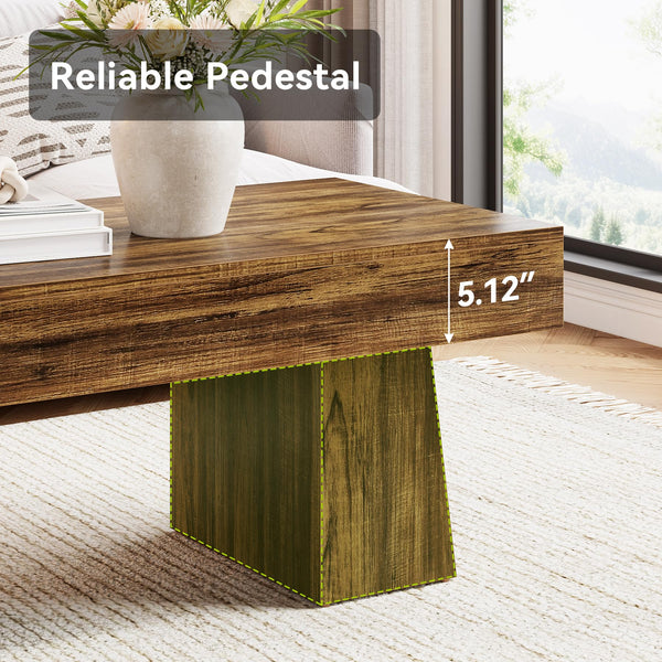 Farmhouse Coffee Table, 47 Inch Rectangular Wood Accent Table