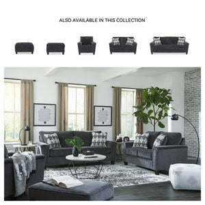 Oversized Square Accent Ottoman – Grey Chenille Upholstery
