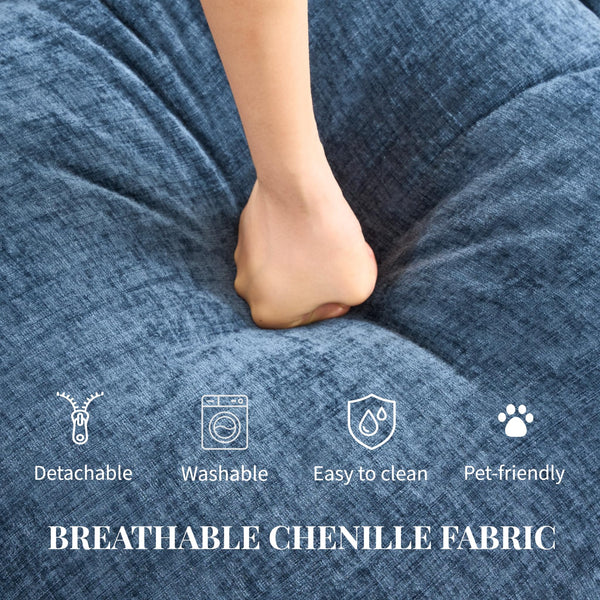 Compact Chenille Loveseat Sofa with Deep Seat & Detachable Cover