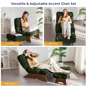 Accent Chair with Ottoman & Adjustable Backrest