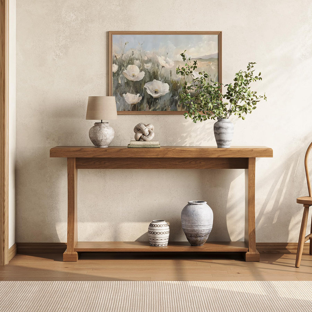 63-Inch 2-Tier Console Table with Storage Shelves