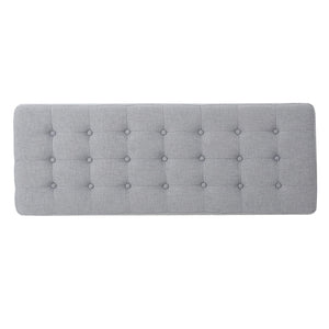 Mid-Century Tufted Fabric Bench – Light Grey