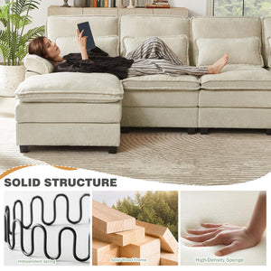 112" U-Shaped Modular Sectional Sofa with Double Chaise