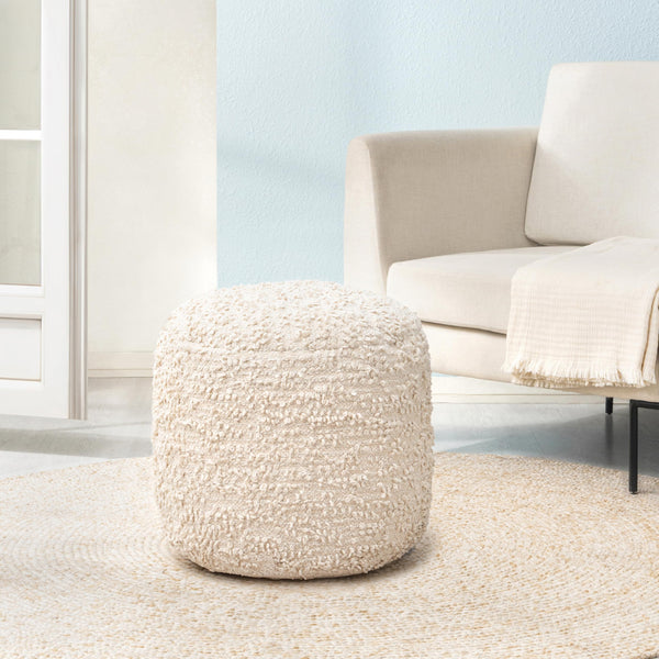 Round Pouf Ottoman Footrest – Cotton Polyester Floor Seating