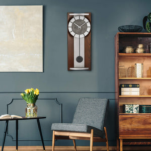 Espresso Pendulum Wall Clock with Slow-Swing Movement