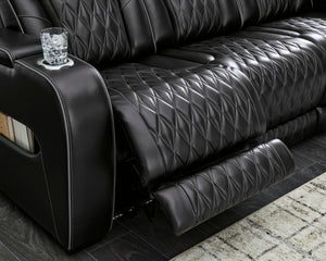 Power Reclining Sofa with Adjustable Headrest & LED Lighting