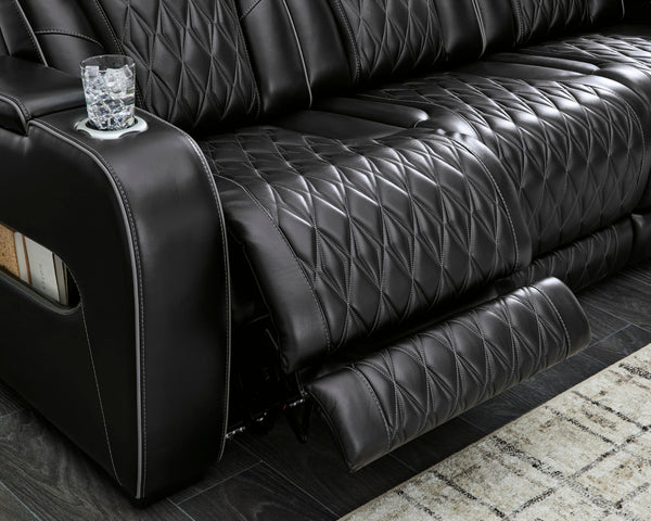 Power Reclining Sofa with Adjustable Headrest & LED Lighting