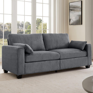 Modern Corduroy Loveseat Sofa with Removable Cover & Spring Cushions